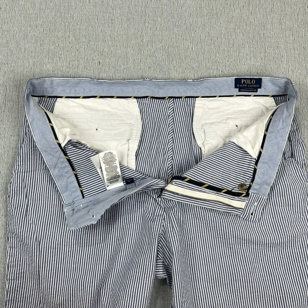 Polo Ralph Lauren Shorts Men's 40x9‎ Blue Stretch Straight Seersucker Pony
